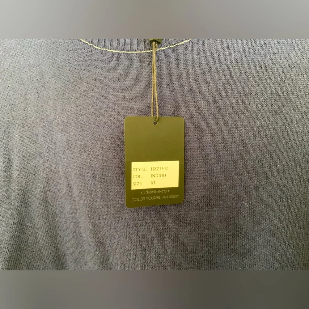 Raffi Sweater‎ Mens XL Indigo Wool/Cotton/Cashmere Pullover Crew Neck